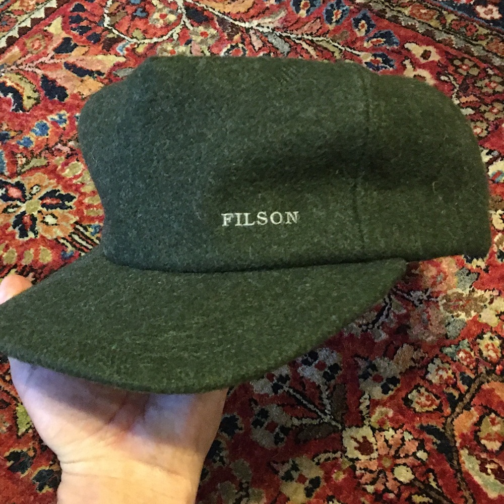 filson mackinaw wool forester 100% wool winter outdoors dress cap adjust. hat